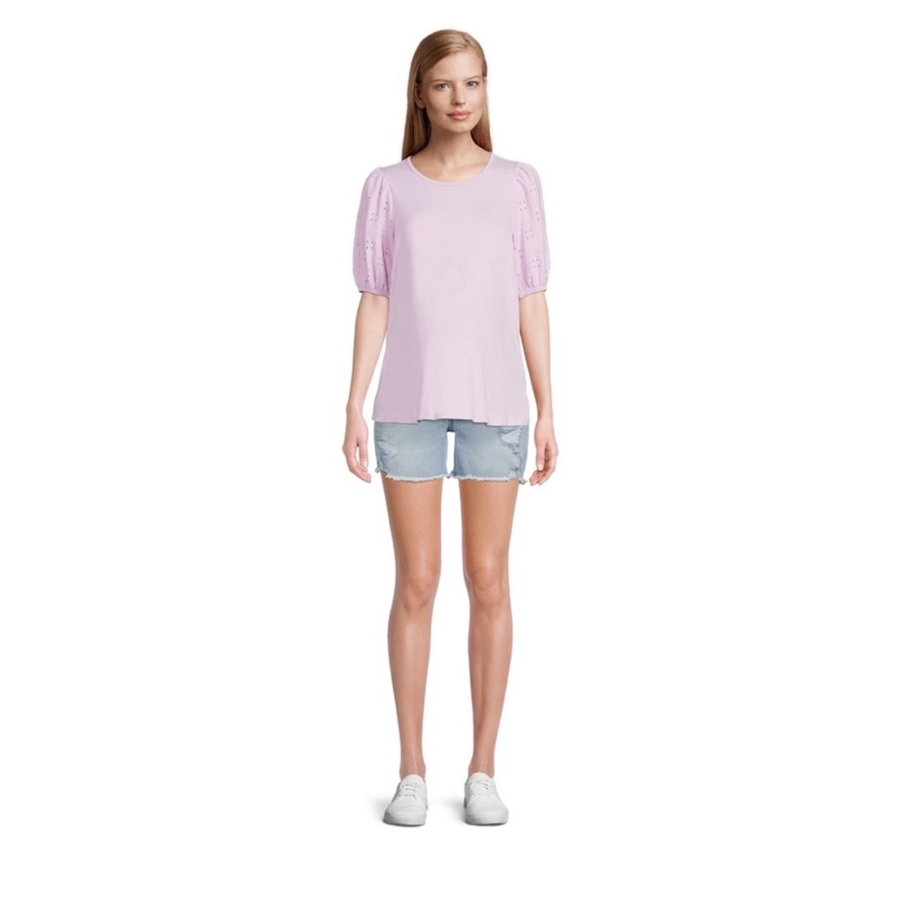 NWT Maternity Destructed Denim Shorts size: L (12-14) - Picture 4 of 6